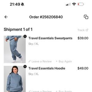 Travel Essentials Hoodie and Sweatpants Set - Sky Blue